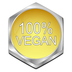 100% Vegan Button - 3D illustration
