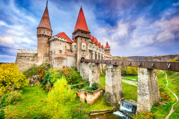 Fototapeta premium Corvin Castle - Hunedoara, Transylvania, Romania