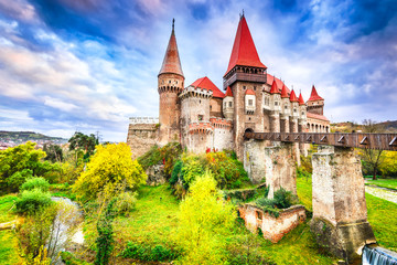 Corvin Castle - Hunedoara, Transylvania, Romania - obrazy, fototapety, plakaty