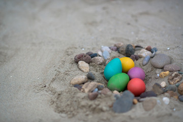 Easter eggs on the beach