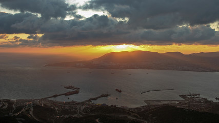 Sunset in Novorossiysk on the Black sea