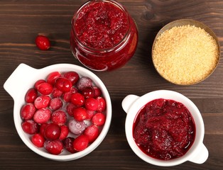 Cranberries and cranberry jam.