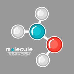 Molecular structure emblem. Research concept in flat style