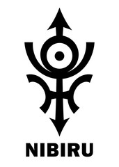 Astrology Alphabet: Orphan planet NIBIRU, The Rogue planet of Anunnaki (Aliens, the Ancient astronauts). Hieroglyphics character sign (original single symbol).