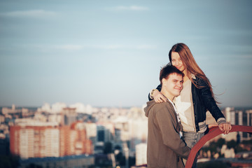 Romantic date on the roof