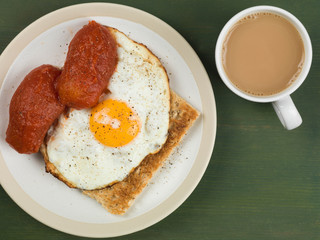 Fried Egg and Tinned Tomatoes on Toast