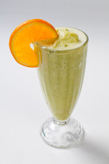 Fresh healthy cold smoothies on white background