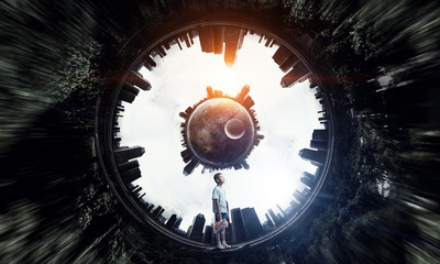 Obraz premium Feeling lonely in this big world . Mixed media