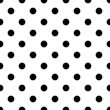 Black and white seamless polka dot pattern. Vector illustration.