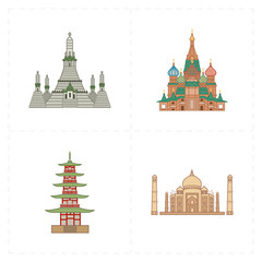 Obraz premium four flat landmark icons 