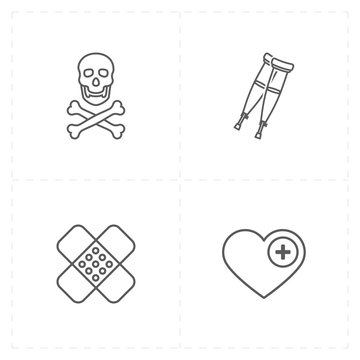 four flat medicine icons 