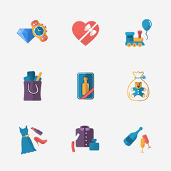 Gift modern colorful shop icons on white 