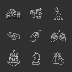 nine flat game icons 