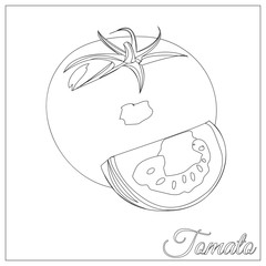Tomato. Page for coloring book. Doodle, zentangle design.Vegetables. Vector illustration. Black and White sample.