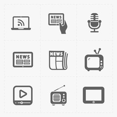 Vector Media Icons set on white background 
