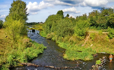 Fototapeta na wymiar Landscape with small river 