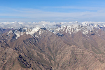 Views of the Himalayan peaks from the aircraft coming in for a landing to Leh - Tibet, Leh district, Ladakh, Himalayas, Jammu and Kashmir, Northern India
