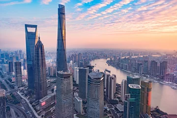 Poster Im Rahmen Luftaufnahme der Stadt Shanghai. © serjiob74