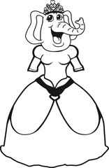 prinzessin königin krone krönchen adel kleid hübsch schön weiblich girl frau mädchen elefant comic cartoon lustig