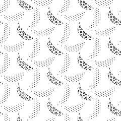 Banana pop art seamless vector pattern black and white. Pop art dotted abstract background.