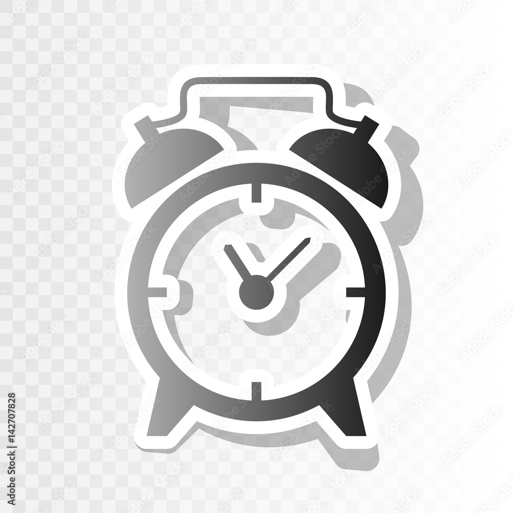 Aufkleber alarm clock sign. vector. new year blackish icon on transparent background with transition.