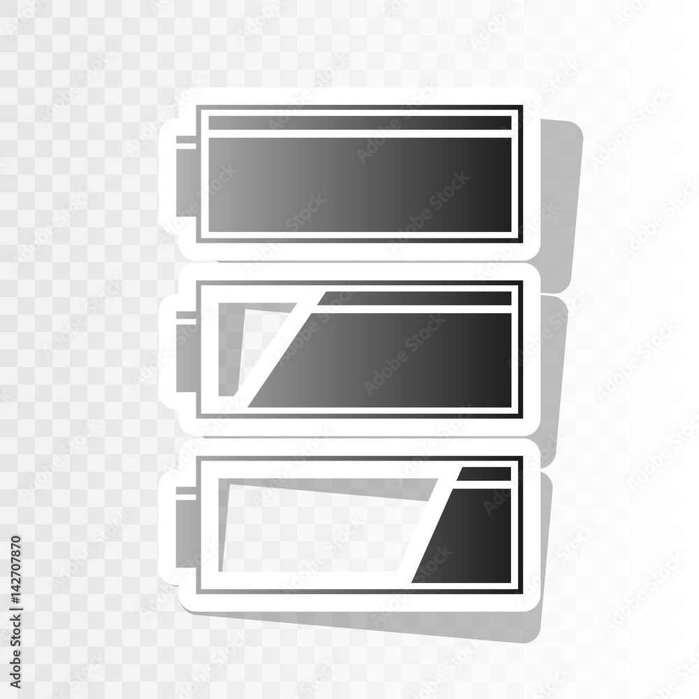 Aufkleber set of battery charge level indicators. vector. new year blackish icon on transparent background wit