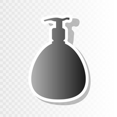 Gel, Foam Or Liquid Soap. Dispenser Pump Plastic Bottle silhouette. Vector. New year blackish icon on transparent background with transition.