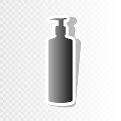Gel, Foam Or Liquid Soap. Dispenser Pump Plastic Bottle silhouette. Vector. New year blackish icon on transparent background with transition.