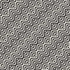 Abstract geometric pattern with wavy lines. Interlacing rounded stripes design. Seamless vector background.