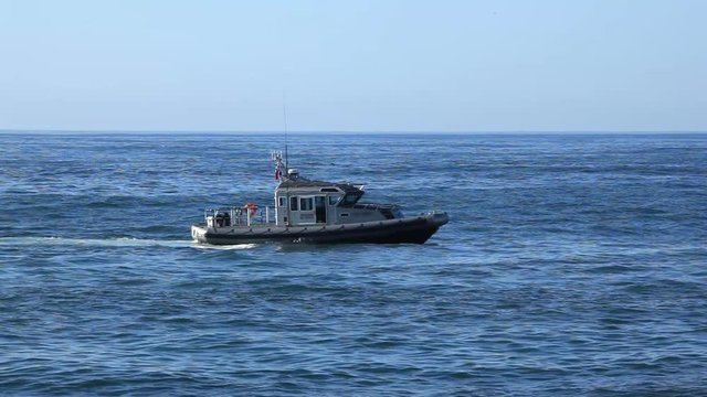 Rescue patrol on the ocean in Vina del Mar, Chile. 