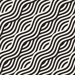 Abstract geometric pattern with wavy lines. Interlacing rounded stripes design. Seamless vector background.
