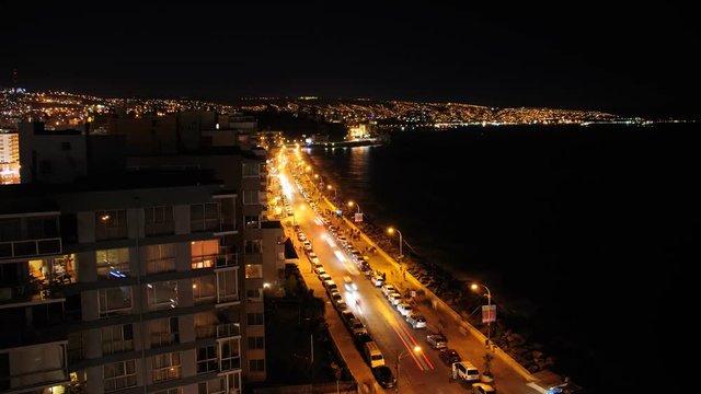 Vina del Mar Dusk Time lapse.Chile. Two Shots
