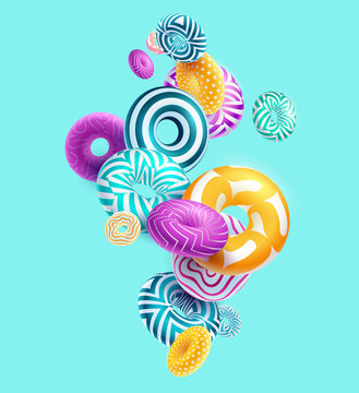 Multicolored decorative rings. Abstract vector illustration.