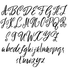 Hand drawn font. Modern brush lettering. Elegant alphabet. Vector illustration.