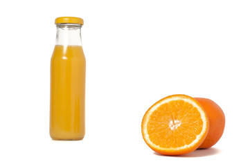 Isolated drink. Glass of orange juice and slices of orange fruit isolated on white background