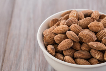 Close Up Bowl Full of Almonds