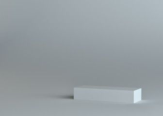 White empty box on gray background