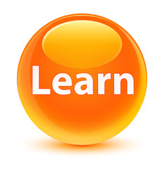 Learn glassy orange round button