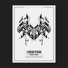 Poster/print design template with symmetric abstract element on white background. Useful for book and magazine covers.