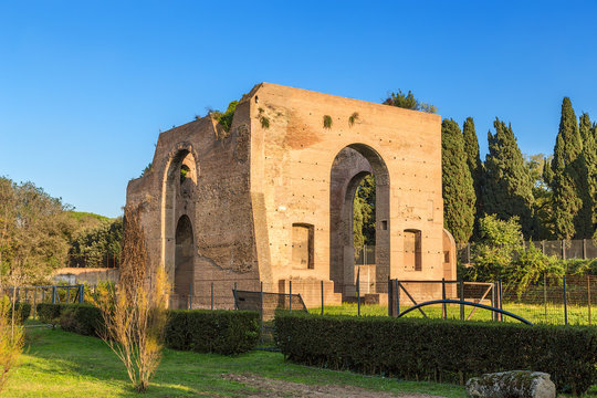 Rome, Italy. Ancient ruins of one of the constructions of the thermae of Caracalla, 217.