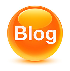 Blog glassy orange round button