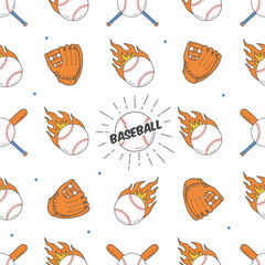 Baseball Seamless Pattern. Bat, Ball and Gloves Pattern