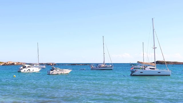 Boats on the bay in Majorca, sunny summer day