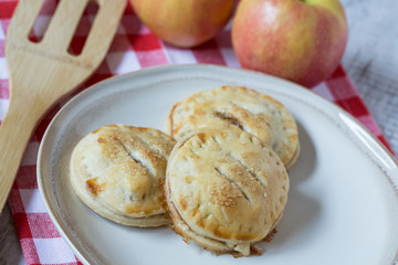 Autumn Apple Hand Pies on Red Napkin