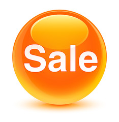 Sale glassy orange round button