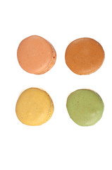Delicious multicolored cake macaron or macaroon on a white background. sweet and colorful dessert.