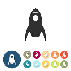 Button-Set bunt flach - Rakete