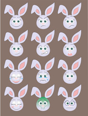 Funny emoticons of rabbits.