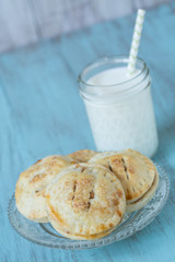 Small Apple Hand Pies With Glass of Milk
