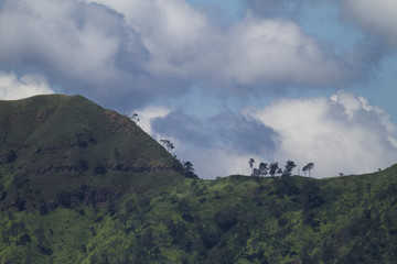 Fototapeta premium A morning sight Pilok Mountain in the north of Thong Pha Phum mountain National Park, Thailand